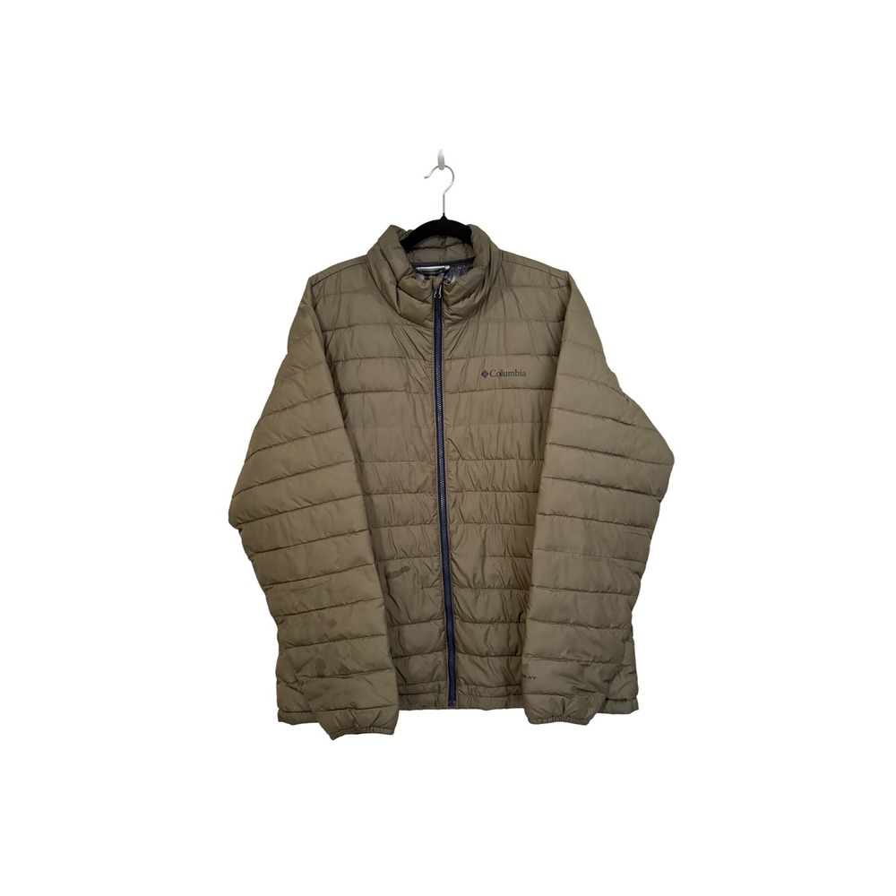 Columbia Men XL Omni-Heat Puffer Jacket Olive Green Full Zip Quilted 1698001